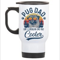 Vintage Pug Dad Like A Regular Dad But Cooler Funny Stainless Steel Travel Mug