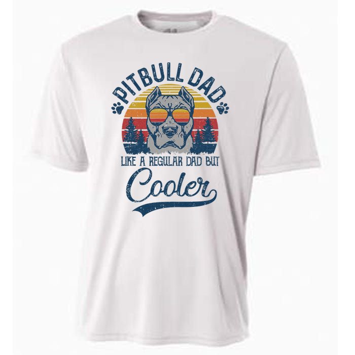 Vintage Pitbull Dad Like A Regular Dad But Cooler Funny Cooling Performance Crew T-Shirt