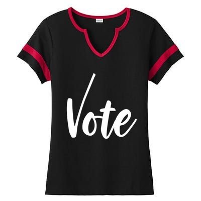 Vote Political Election November Check Mark Ladies Halftime Notch Neck Tee