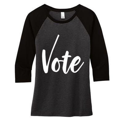 Vote Political Election November Check Mark Women's Tri-Blend 3/4-Sleeve Raglan Shirt