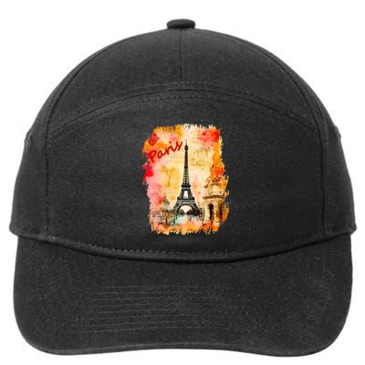 Vintage Paris Eiffel Tower 7-Panel Snapback Hat