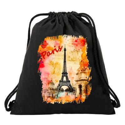 Vintage Paris Eiffel Tower Drawstring Bag