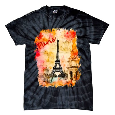 Vintage Paris Eiffel Tower Tie-Dye T-Shirt