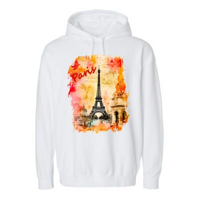 Vintage Paris Eiffel Tower Garment-Dyed Fleece Hoodie