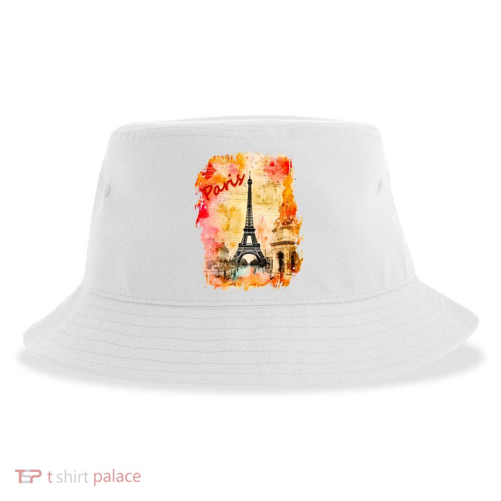 Vintage Paris Eiffel Tower Sustainable Bucket Hat