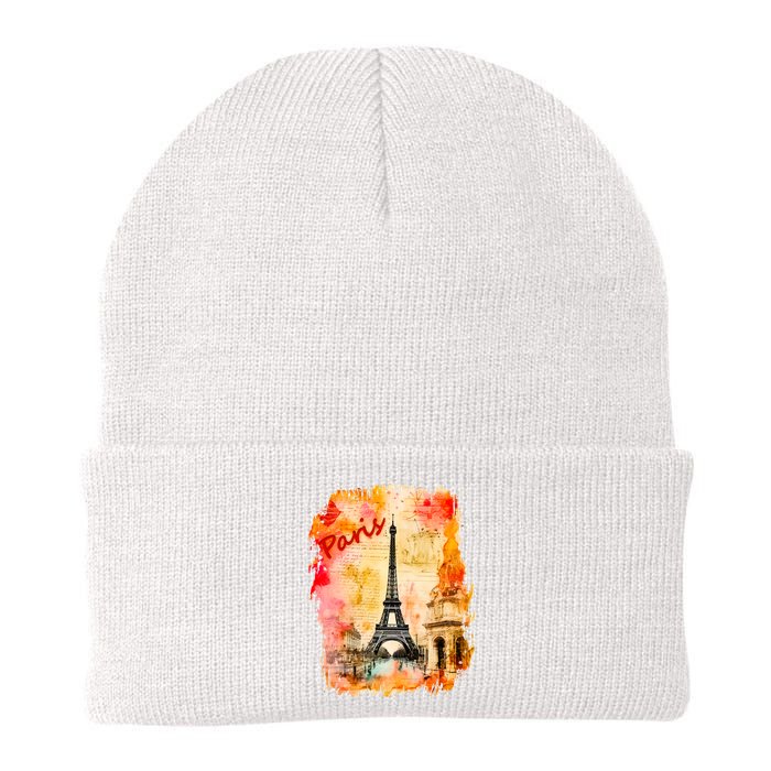 Vintage Paris Eiffel Tower Knit Cap Winter Beanie