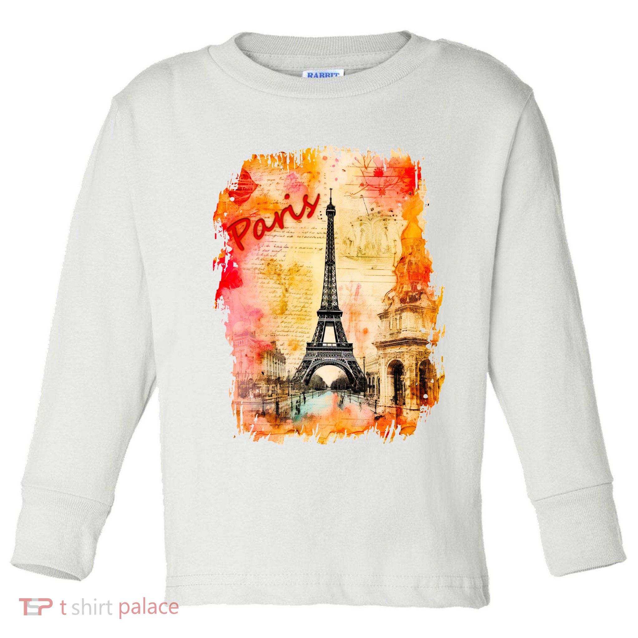 Vintage Paris Eiffel Tower Toddler Long Sleeve Shirt