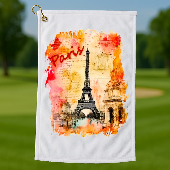 Vintage Paris Eiffel Tower Golf Towel