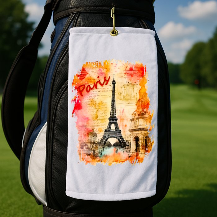 Vintage Paris Eiffel Tower Golf Towel