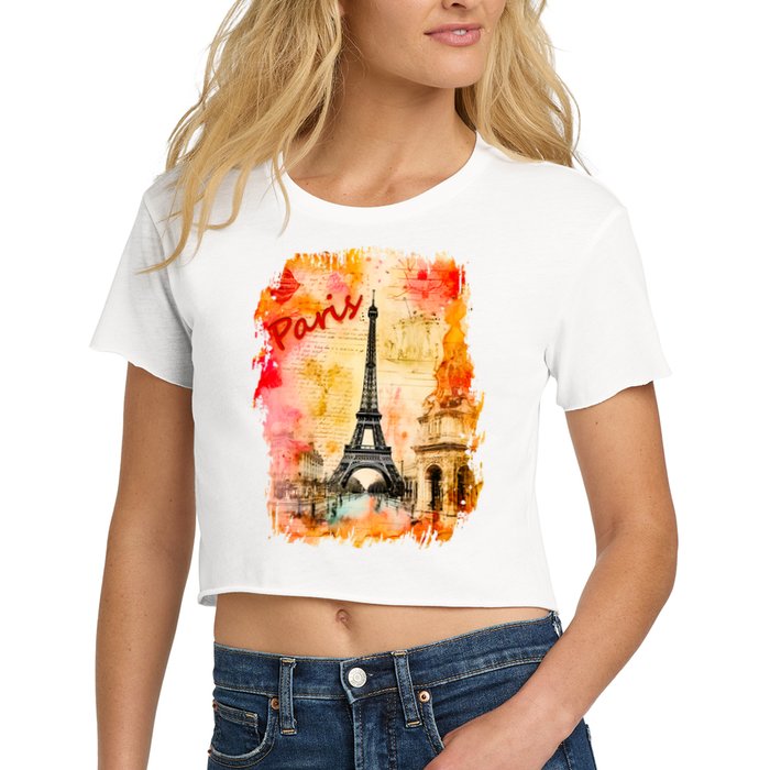 Vintage Paris Eiffel Tower Crop Top