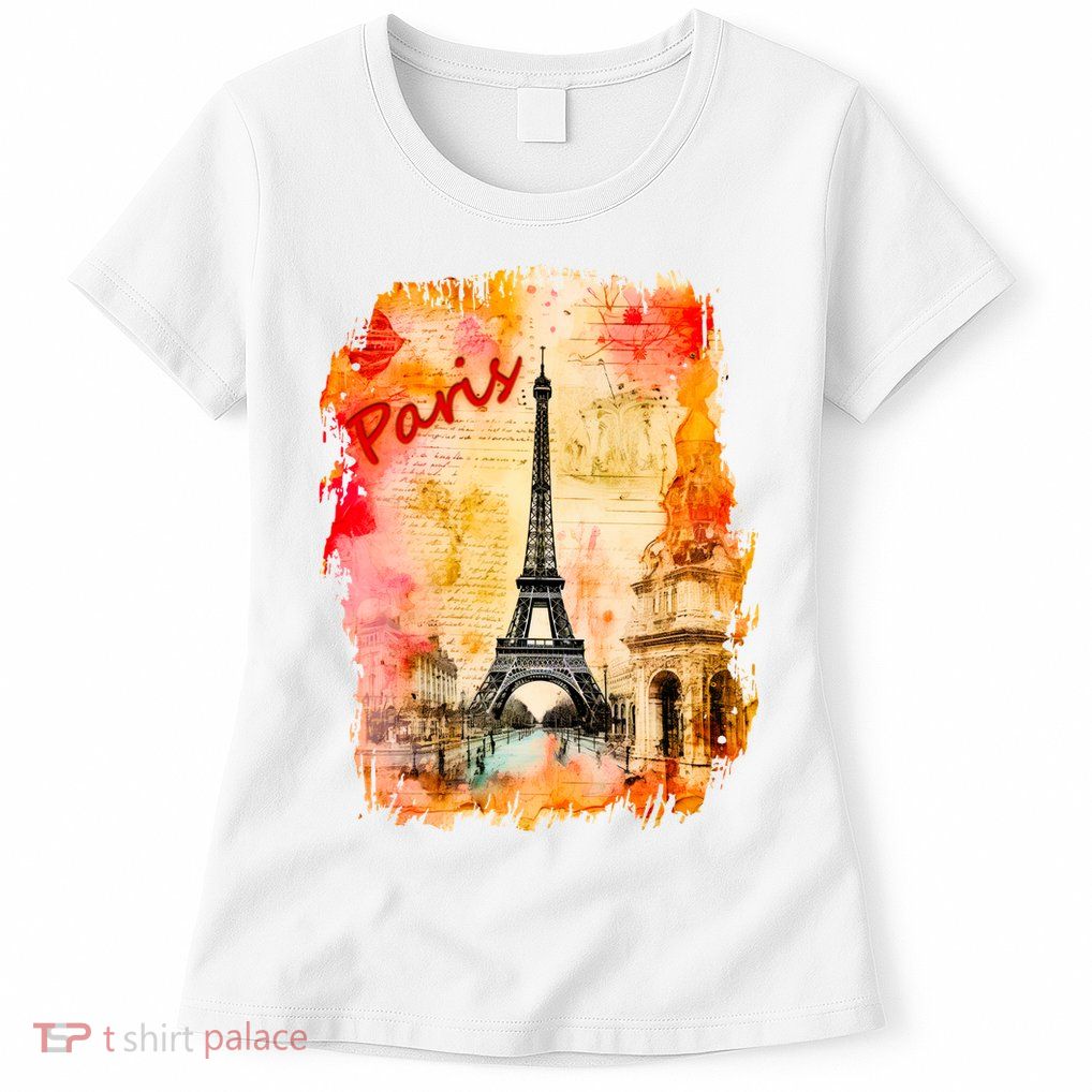 Vintage Paris Eiffel Tower Womens T-Shirt