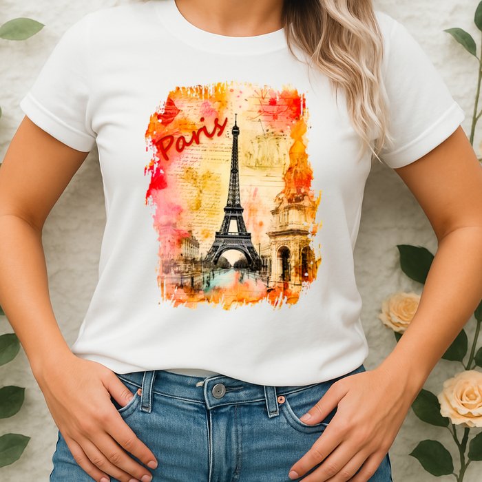 Vintage Paris Eiffel Tower Womens T-Shirt