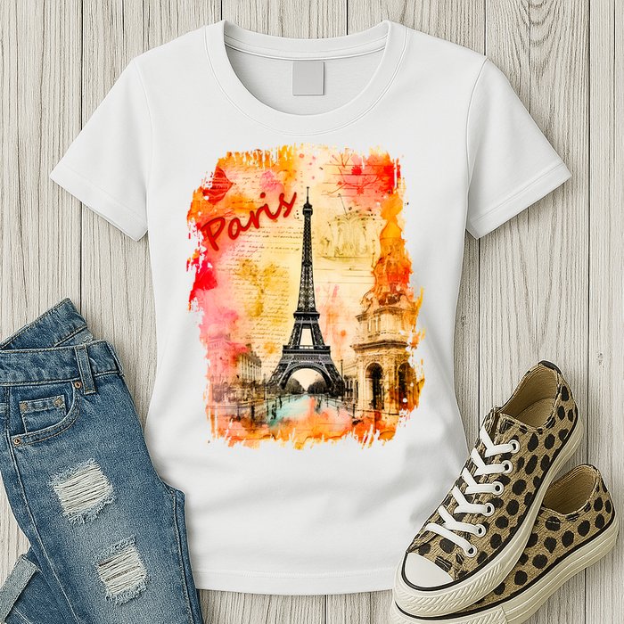 Vintage Paris Eiffel Tower Womens T-Shirt