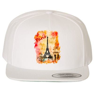 Vintage Paris Eiffel Tower Wool Snapback Cap