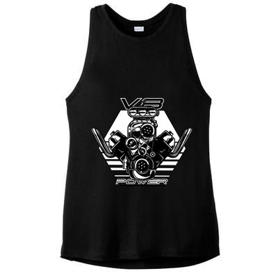 V8 Power Engine Ladies PosiCharge Tri-Blend Wicking Tank