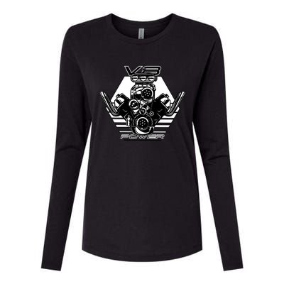 V8 Power Engine Womens Cotton Relaxed Long Sleeve T-Shirt