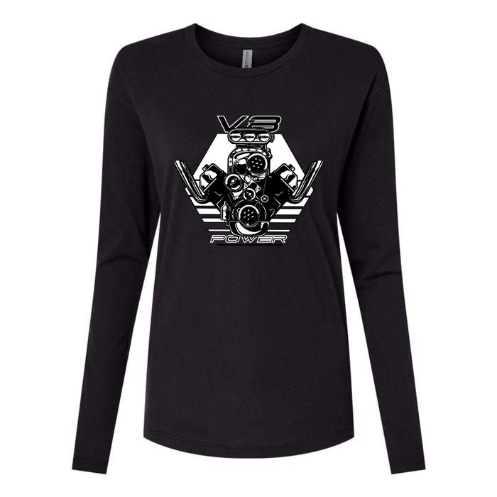 V8 Power Engine Womens Cotton Relaxed Long Sleeve T-Shirt