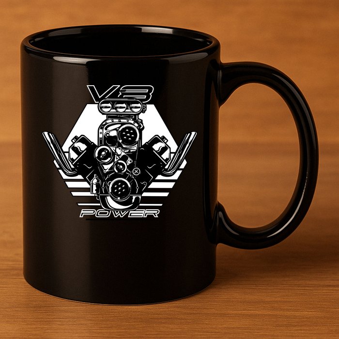 V8 Power Engine 11oz C Handle Ceramic Mug
