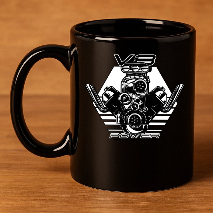 V8 Power Engine 11oz C Handle Ceramic Mug