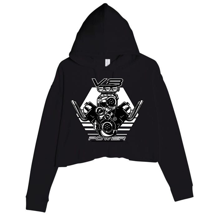 V8 Power Engine Crop Fleece Hoodie