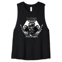 V8 Power Engine Women's Racerback Cropped Tank