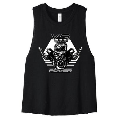 V8 Power Engine Women's Racerback Cropped Tank