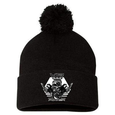 V8 Power Engine Pom Pom 12in Knit Beanie