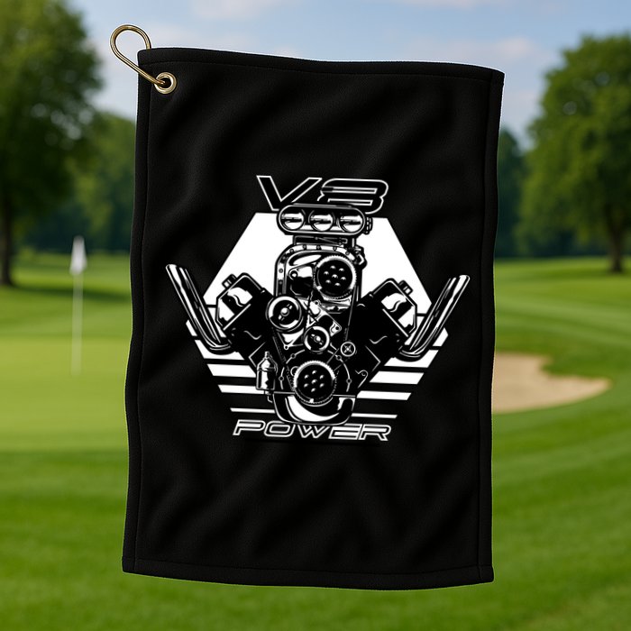V8 Power Engine Golf Towel
