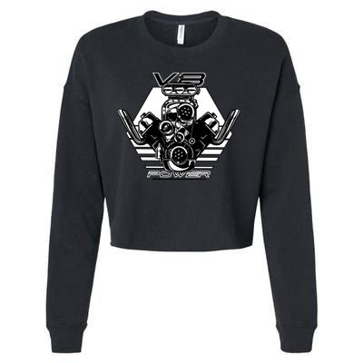 V8 Power Engine Cropped Pullover Crew