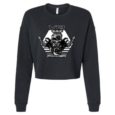 V8 Power Engine Cropped Pullover Crew