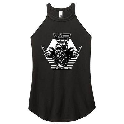 V8 Power Engine Women's Perfect Tri Rocker Tank