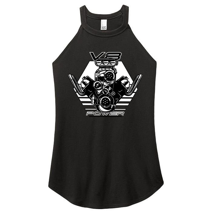 V8 Power Engine Women's Perfect Tri Rocker Tank