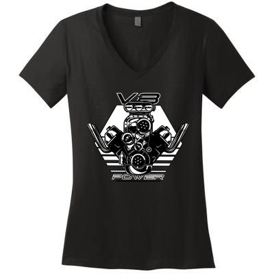 V8 Power Engine Women's V-Neck T-Shirt