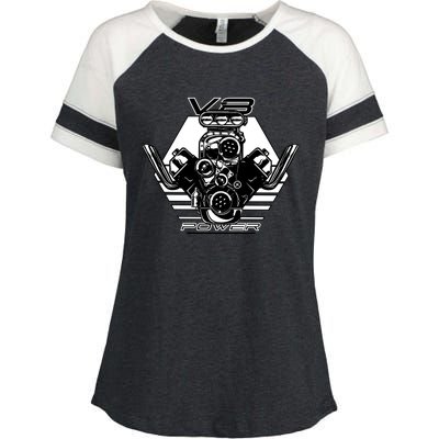 V8 Power Engine Enza Ladies Jersey Colorblock Tee