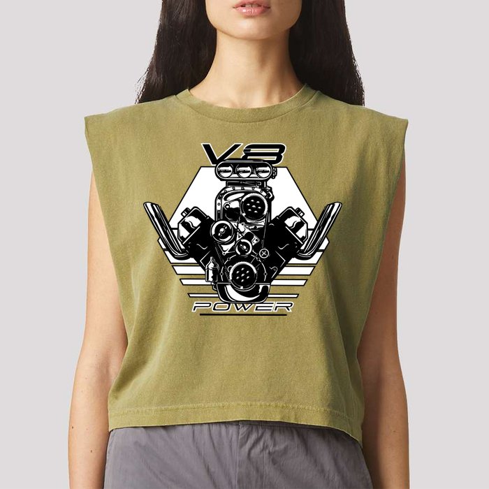 V8 Power Engine Garment-Dyed Women's Muscle Tee