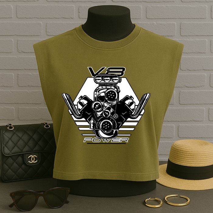 V8 Power Engine Garment-Dyed Women's Muscle Tee