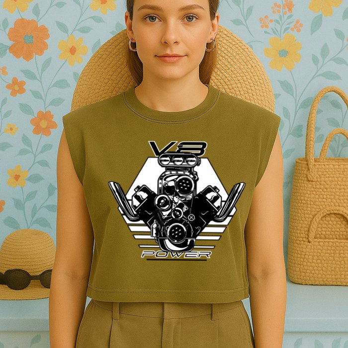 V8 Power Engine Garment-Dyed Women's Muscle Tee