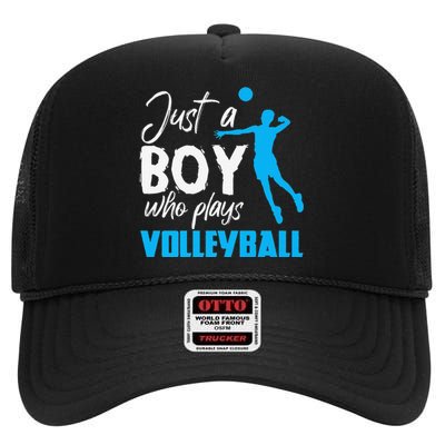 Volleyball Player funny Just A  Who Plays Volleyball High Crown Mesh Back Trucker Hat