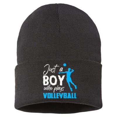 Volleyball Player funny Just A  Who Plays Volleyball Sustainable Knit Beanie