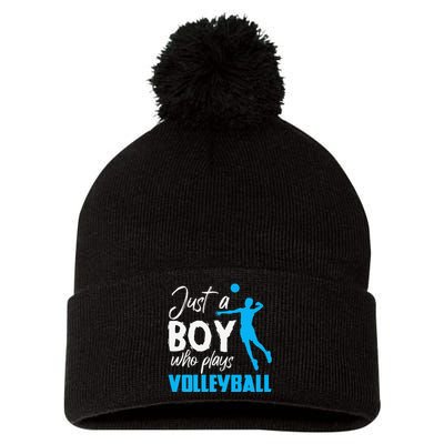 Volleyball Player funny Just A  Who Plays Volleyball Pom Pom 12in Knit Beanie