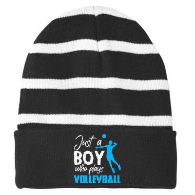 Volleyball Player funny Just A  Who Plays Volleyball Striped Beanie with Solid Band