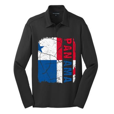 Vintage Panamanian Flag Panama Pride Roots Heritage Gift Silk Touch Performance Long Sleeve Polo