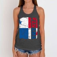 Vintage Panamanian Flag Panama Pride Roots Heritage Gift Women's Knotted Racerback Tank