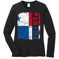 Vintage Panamanian Flag Panama Pride Roots Heritage Gift Ladies Long Sleeve Shirt