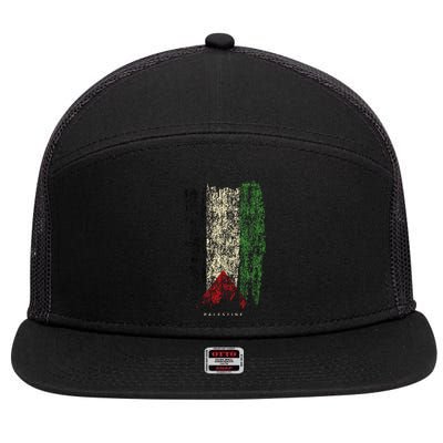 Vintage Palestine Flag Retro Palestinian Flag Palestinian 7 Panel Mesh Trucker Snapback Hat