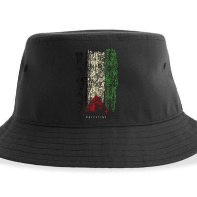 Vintage Palestine Flag Retro Palestinian Flag Palestinian Sustainable Bucket Hat