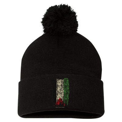 Vintage Palestine Flag Retro Palestinian Flag Palestinian Pom Pom 12in Knit Beanie