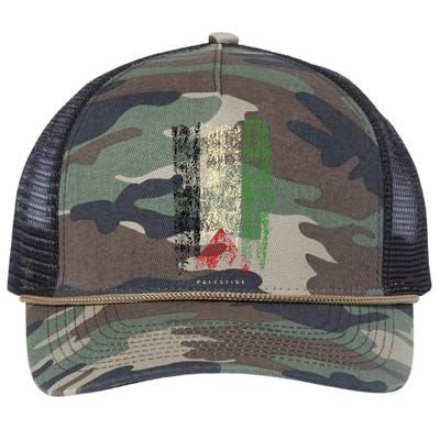 Vintage Palestine Flag Retro Palestinian Flag Palestinian Retro Rope Trucker Hat Cap