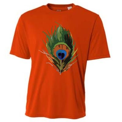 Vintage Peacock Feather Print Cooling Performance Crew T-Shirt