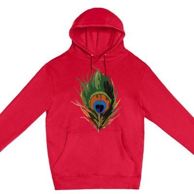 Vintage Peacock Feather Print Premium Pullover Hoodie